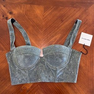 Superdown silver/gold chrome bustier top